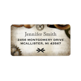 Steampunk Gears script adreslabel Etiket