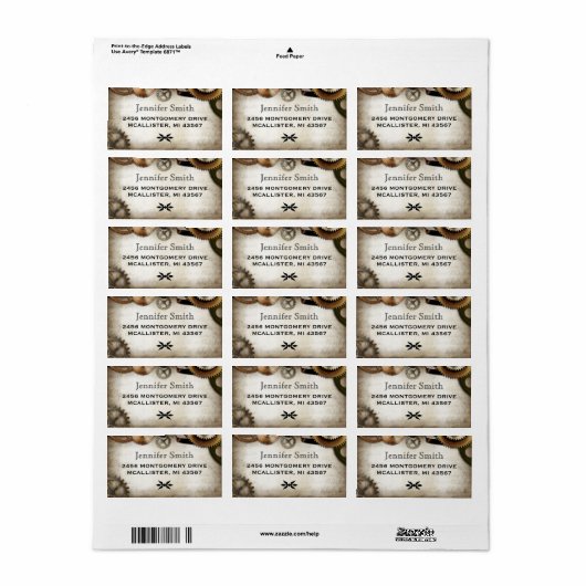 Steampunk Gears script adreslabel Etiket (Full Sheet)