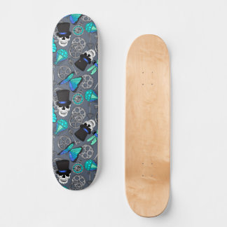 Steampunk Gears Skulls and Butterflies Grey Persoonlijk Skateboard