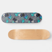 Steampunk Gears Skulls and Butterflies Grey Persoonlijk Skateboard (Horizontaal)