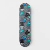 Steampunk Gears Skulls and Butterflies Grey Persoonlijk Skateboard (Voorkant)