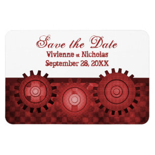 Steampunk Gears sparen de Datum Flexi Magnet, Rood Magneet