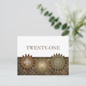 Steampunk Gears Table Briefkaart, bruin Briefkaart (Staand voorkant)