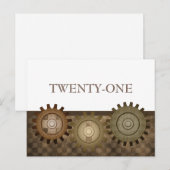 Steampunk Gears Table Briefkaart, bruin Briefkaart (Voorkant / Achterkant)