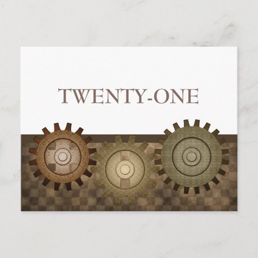 Steampunk Gears Table Briefkaart, bruin Briefkaart (Voorkant)