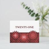 Steampunk Gears Table Briefkaart, rood Briefkaart (Staand voorkant)
