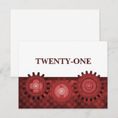 Steampunk Gears Table Briefkaart, rood Briefkaart (Voorkant / Achterkant)