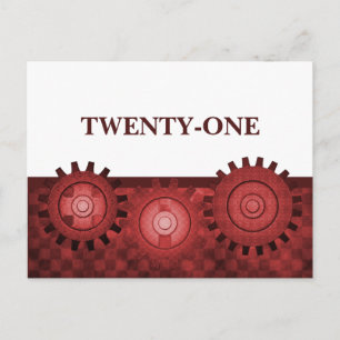Steampunk Gears Table Briefkaart, rood Briefkaart