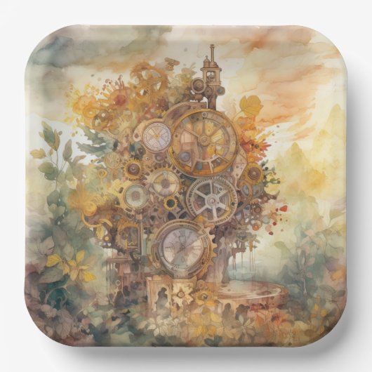 Steampunk Gears Tower Paper Bord (Voorkant)