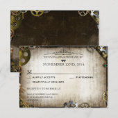 Steampunk Gears Victoriaans bruiloft RSVP Reactie Kaartje (Voorkant / Achterkant)