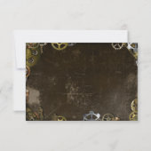 Steampunk Gears Victoriaans bruiloft RSVP Reactie Kaartje (Achterkant)