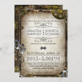 Steampunk Gears  Victoriaans bruiloft uitnodigen Kaart (Voorkant / Achterkant)