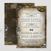 Steampunk Gears  Victoriaans bruiloft uitnodigen Kaart (Voorkant / Achterkant)