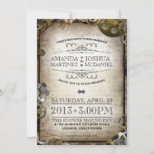 Steampunk Gears Victoriaans bruiloft uitnodigen Kaart (Voorkant)