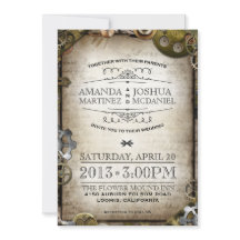 Steampunk Gears Victoriaans bruiloft uitnodigen