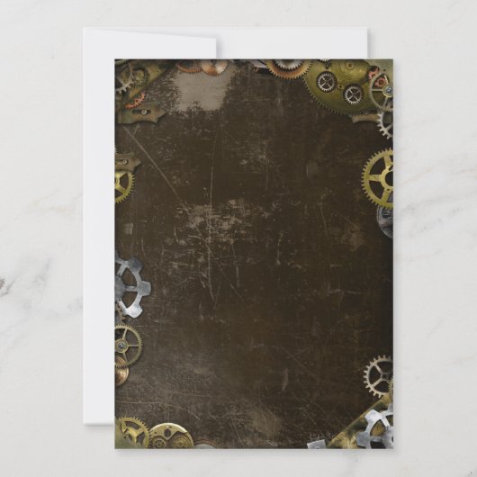 Steampunk Gears Victoriaans bruiloft uitnodigen Kaart (Achterkant)