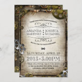 Steampunk Gears  Victoriaans bruiloft uitnodigen Kaart (Voorkant / Achterkant)