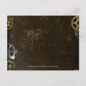 Steampunk Gears Victoriaans Save the Date Briefkaa Aankondigingskaart (Achterkant)