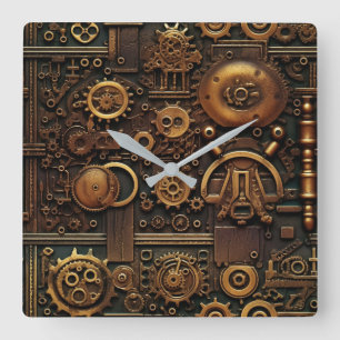 Steampunk Gears Wall Clock Vierkante Klok
