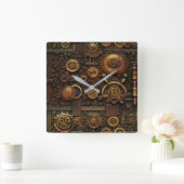 Steampunk Gears Wall Clock Vierkante Klok (Huis)