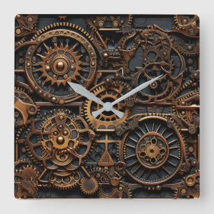 Steampunk Gears Wall Clock Vierkante Klok