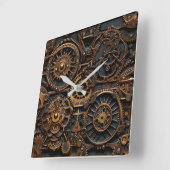 Steampunk Gears Wall Clock Vierkante Klok (Hoek)