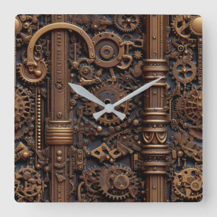 Steampunk Gears Wall Clock Vierkante Klok
