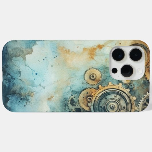 Steampunk Gears Waterverf – Industrieel Case-Mate iPhone Case (Achterkant (horizontaal))