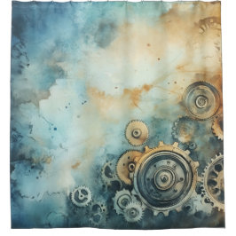 Steampunk Gears Waterverf - Klokwerk Douchegordijn