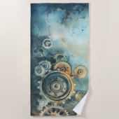 Steampunk Gears Waterverf - Klokwerk Strandlaken (Voorkant)
