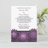 Steampunk Gears Wedding Invite, Paars Kaart (Staand voorkant)
