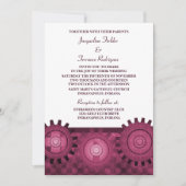 Steampunk Gears Wedding Invite, Roze Kaart (Voorkant)