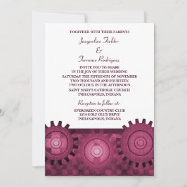 Steampunk Gears Wedding Invite, Roze Kaart