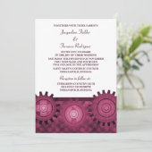 Steampunk Gears Wedding Invite, Roze Kaart (Staand voorkant)