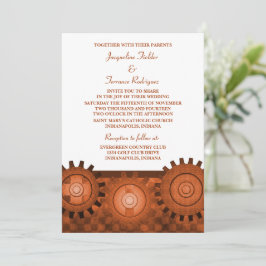 Steampunk Gears Wedding Invite, Sinaasappel Kaart