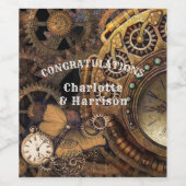 Steampunk  Gears Wijn Etiket (Enkel label)