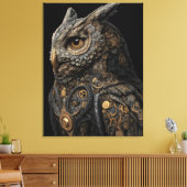 Steampunk Gearwork Owl Canvas Afdruk (Insitu (Woonkamer))