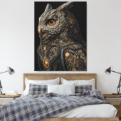 Steampunk Gearwork Owl Canvas Afdruk (Insitu (Slaapkamer))