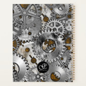 Steampunk Gearwork Silver Grunge Brown Burnout Planner (Achterkant)