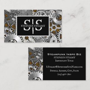 Steampunk Gearwork Silver Grunge Brown Burnout Visitekaartje
