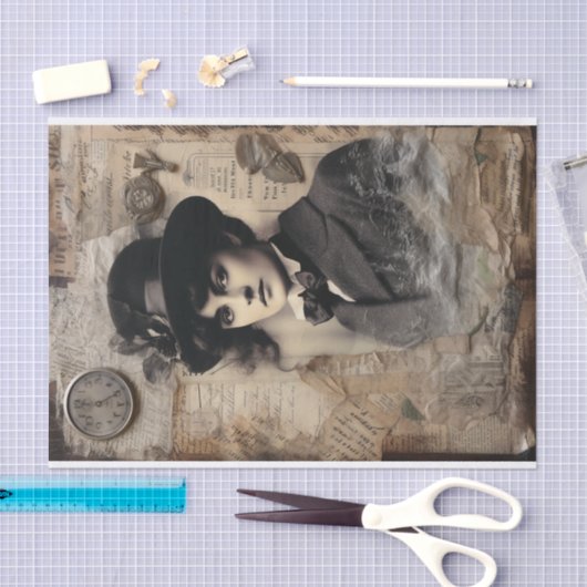 Steampunk-geïnspireerd Mixed Media Portret Tissuepapier (Craft)