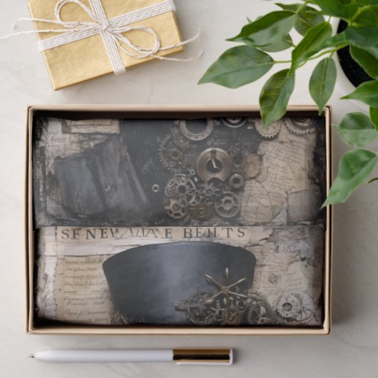 Steampunk-geïnspireerd Mixed Media Portret Tissuepapier (Geschenk)