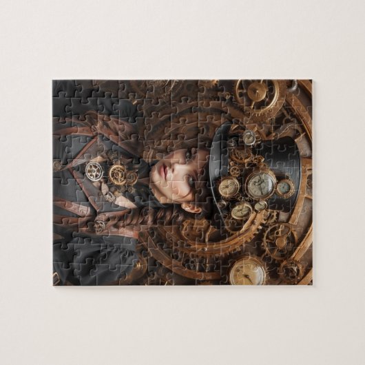 Steampunk geïnspireerde grafische kaart legpuzzel (Horizontaal)