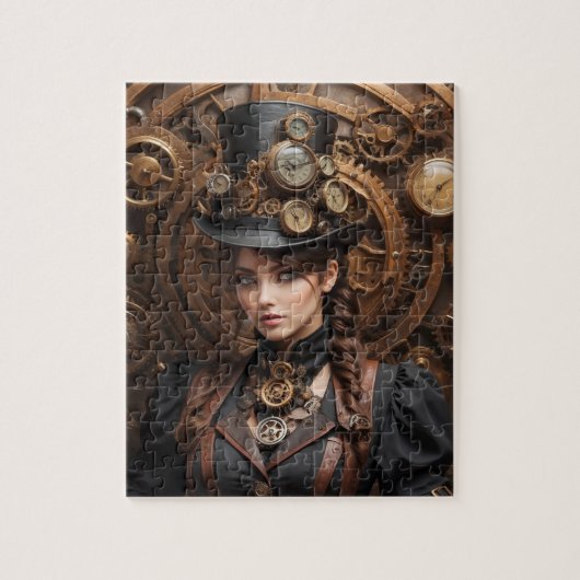 Steampunk geïnspireerde grafische kaart legpuzzel (Verticaal)