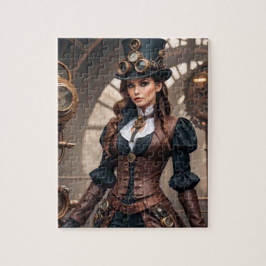 Steampunk geïnspireerde grafische puzzel legpuzzel (Verticaal)
