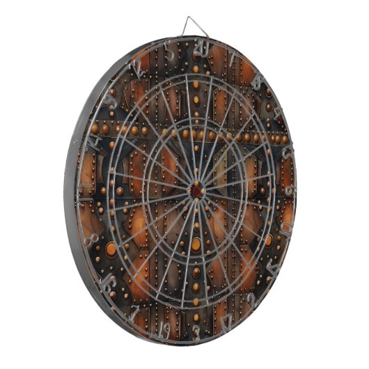 Steampunk geklonken metalen dartboard dartbord (Voorkant Links)