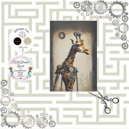 Steampunk gelukkige kameel decoupage tissuepapier