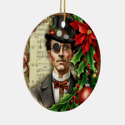 Steampunk Gentleman Christmas Keramisch Ornament (Rechts)