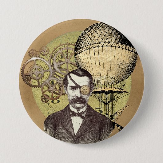 Steampunk Gentleman Collage Ronde Button 7,6 Cm (Voorkant)