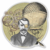 Steampunk Gentleman Collage Sticker (Voorkant)